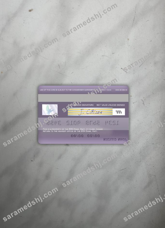 Haiti BRH Bank visa debit card photolook back